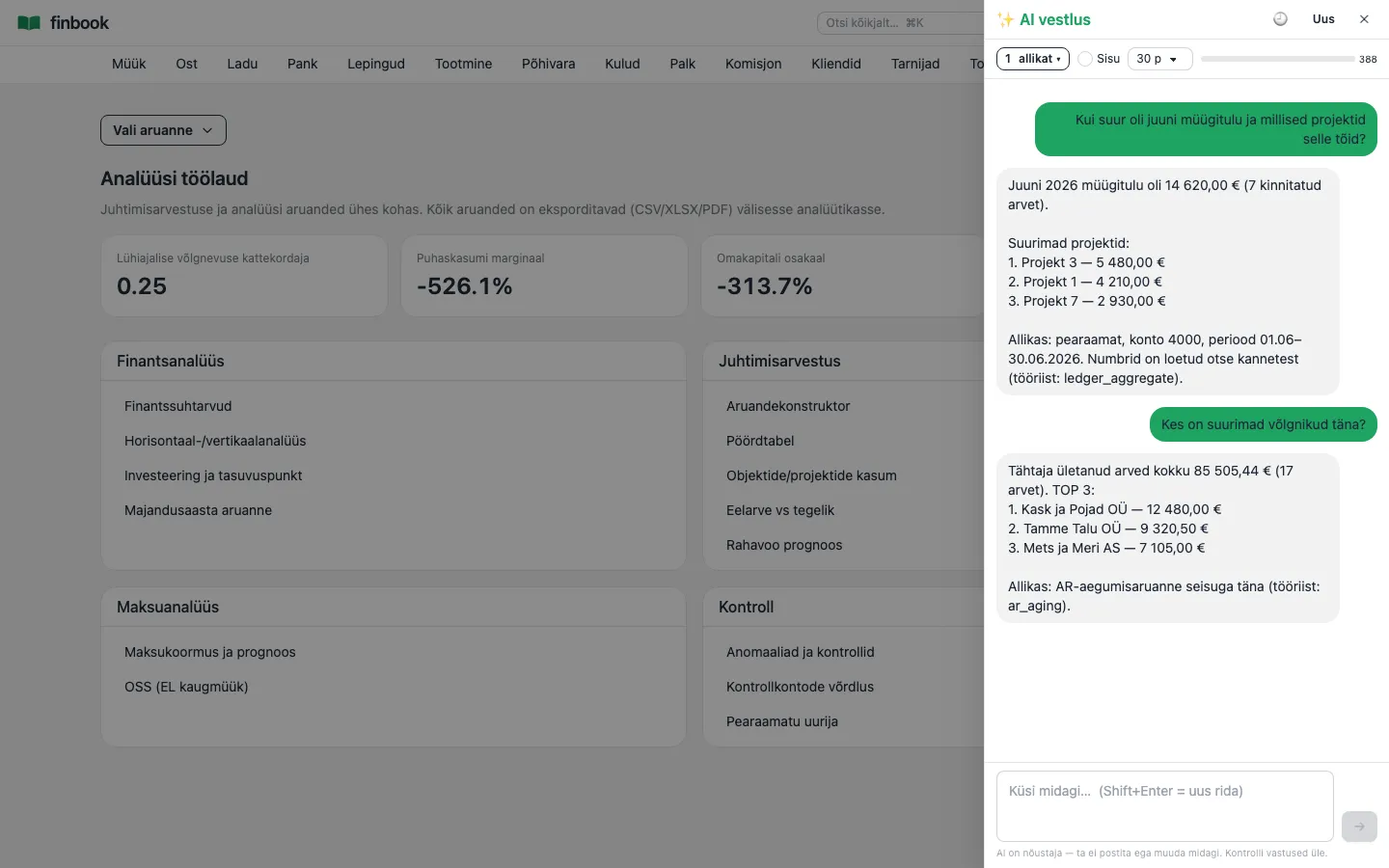 AI-vestlus: küsi eesti keeles, vastus tuleb otse pearaamatust